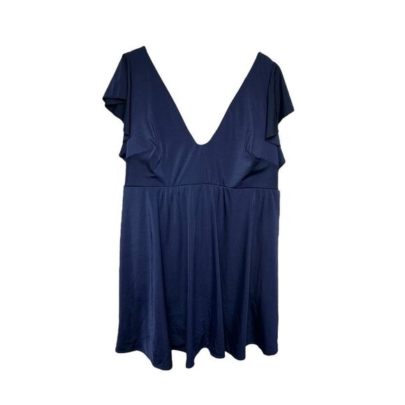 NWT Lane Bryant Flutter Sleeve Navy Blue Modest Swim Dress, Plus Size 24 - Picture 2 of 11